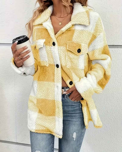 BELLA | COZY CHECKERED FLEECE SHACKET