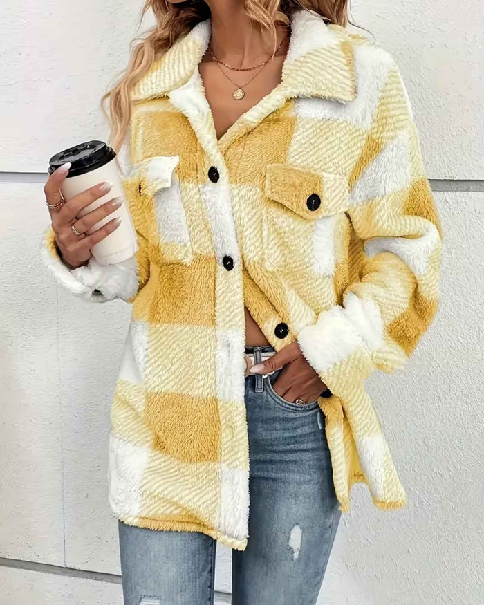 BELLA | COZY CHECKERED FLEECE SHACKET