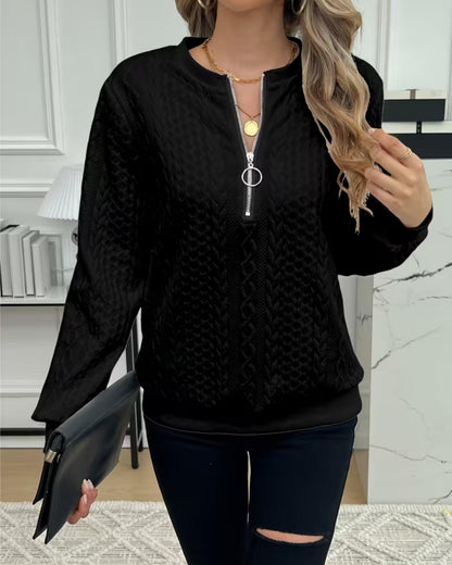 MILA | TEXTURED KNIT ZIP PULLOVER