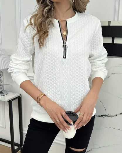 MILA | TEXTURED KNIT ZIP PULLOVER