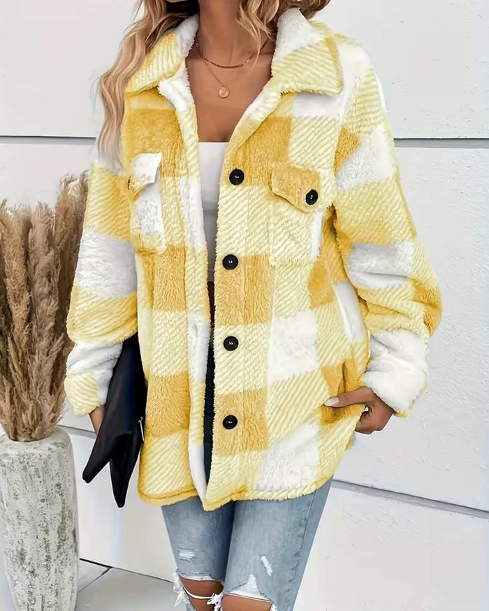 BELLA | COZY CHECKERED FLEECE SHACKET