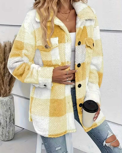 BELLA | COZY CHECKERED FLEECE SHACKET