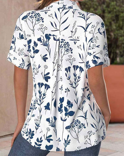Lila – Botanical Print Short Sleeve Shirt