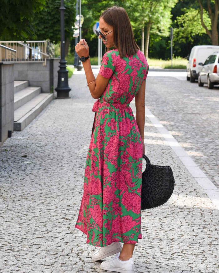 Natalia – Floral Wrap Midi Dress