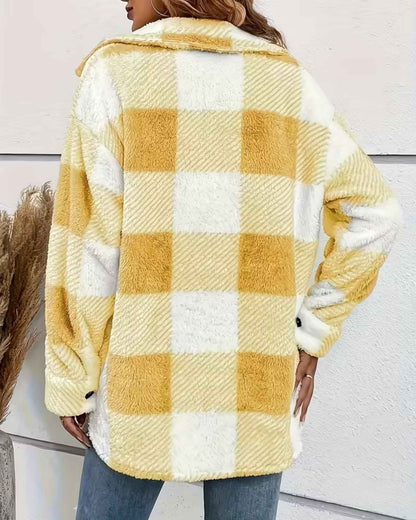BELLA | COZY CHECKERED FLEECE SHACKET