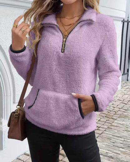 SOFIA | COZY HALF-ZIP PLUSH PULLOVER