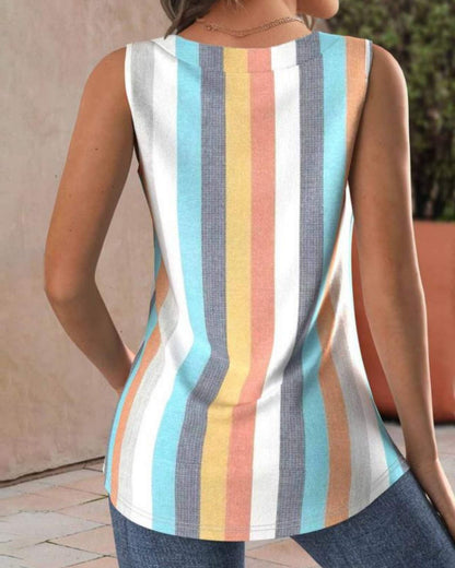 Multicolor Striped Square Neck Top