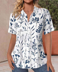 Lila – Botanical Print Short Sleeve Shirt