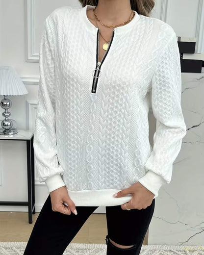 MILA | TEXTURED KNIT ZIP PULLOVER