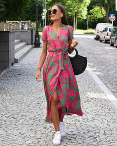 Natalia – Floral Wrap Midi Dress