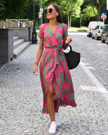 Natalia – Floral Wrap Midi Dress