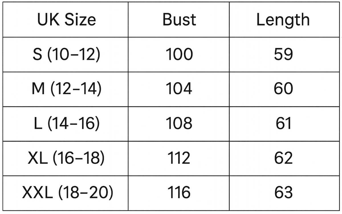 Size chart (cm)