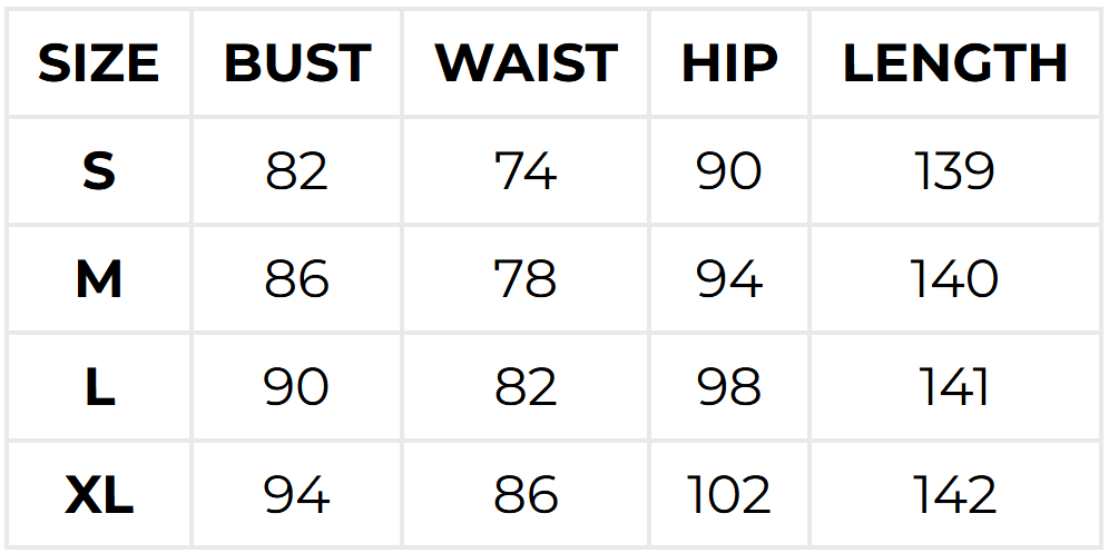 Size chart (cm)