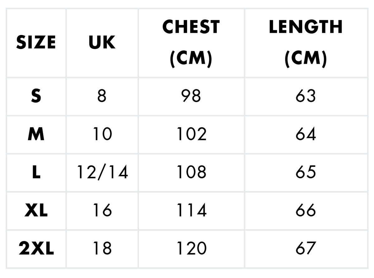 Size chart (cm)