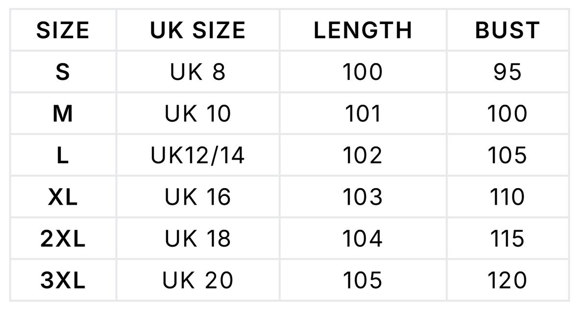 Size chart (cm)