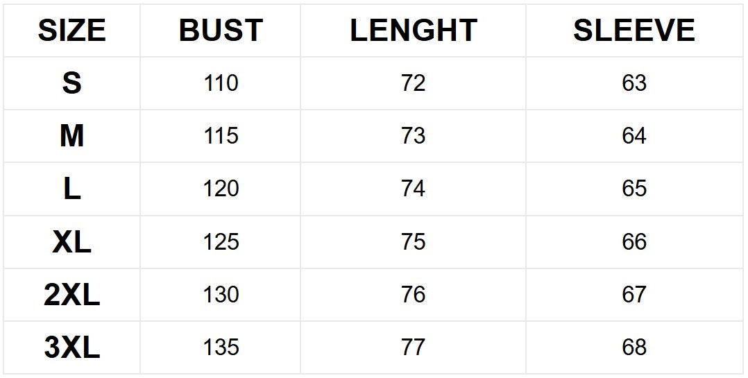 Size chart (cm)