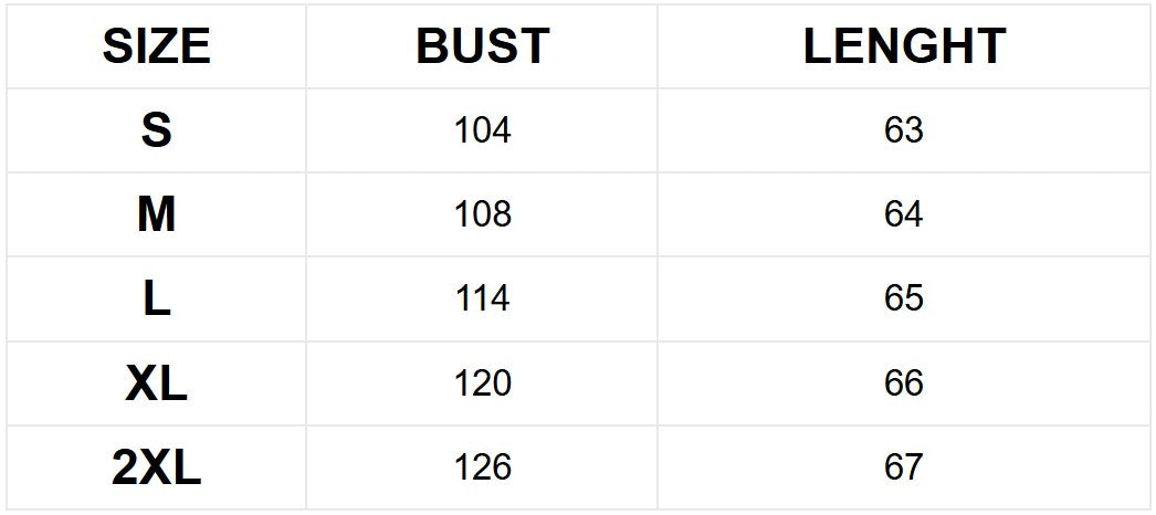 Size chart (cm)