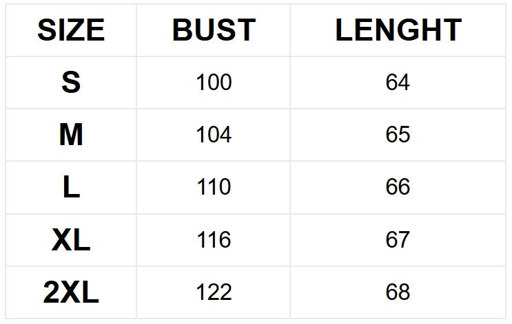 Size chart (cm)