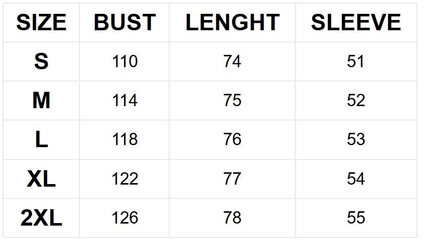 Size chart (cm)