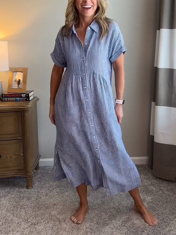 Arlise – Striped Shirt Dress
