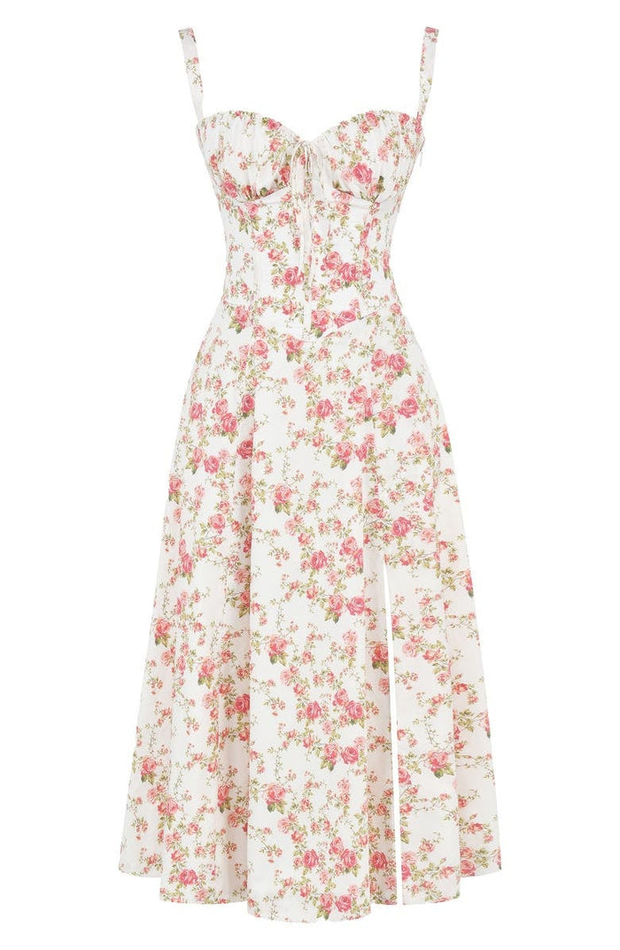 Vivienne – Floral Bustier Midi Dress