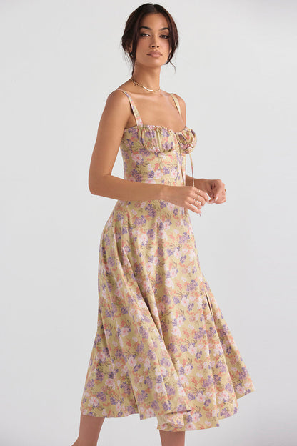 Vivienne – Floral Bustier Midi Dress
