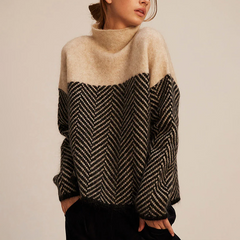 Elise – Herringbone Turtleneck Jumper