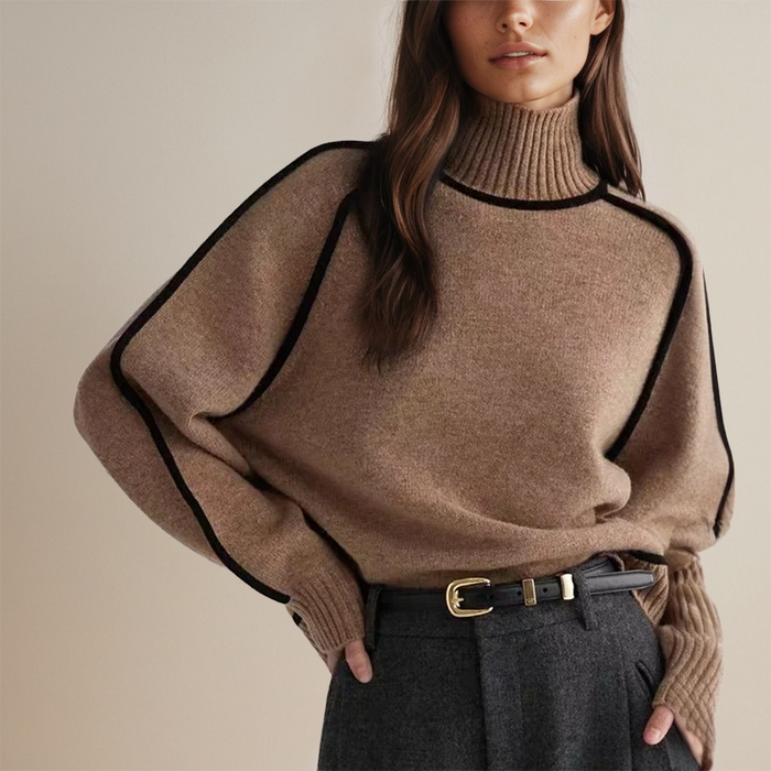 Claire - Modern Contrast Trim Turtleneck