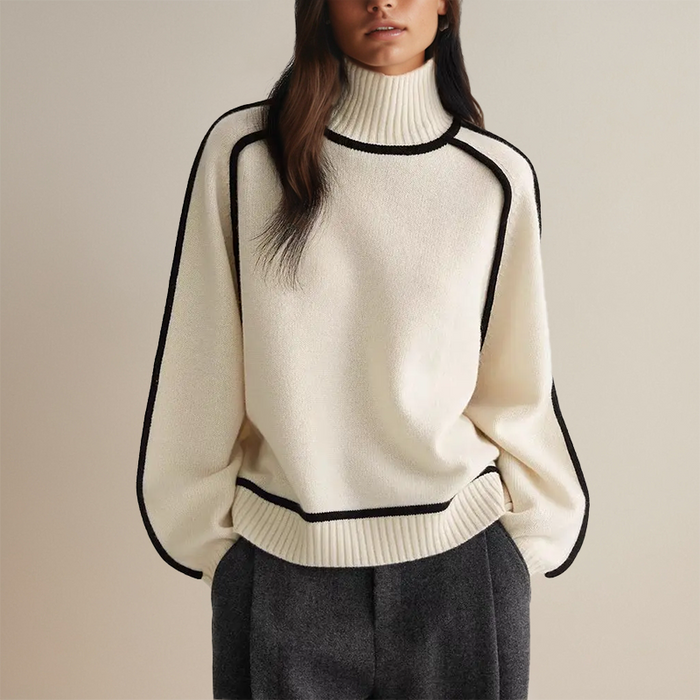 Claire - Modern Contrast Trim Turtleneck