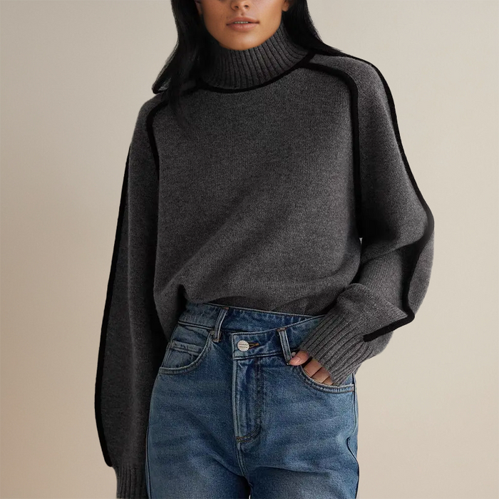Claire - Modern Contrast Trim Turtleneck