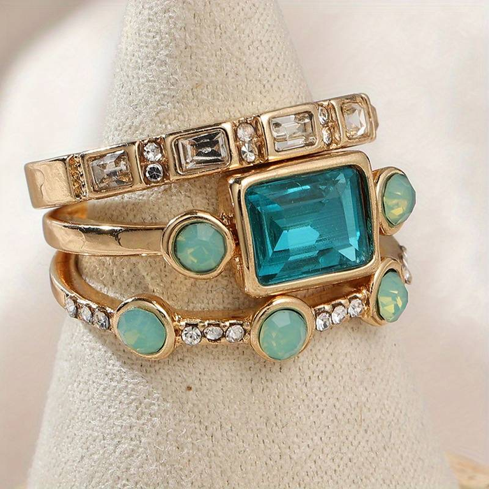DARLENE™ - Vintage Blue Crystal Ring