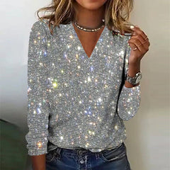 Celeste – Sparkle V-Neck Blouse