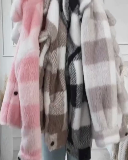 BELLA | COZY CHECKERED FLEECE SHACKET